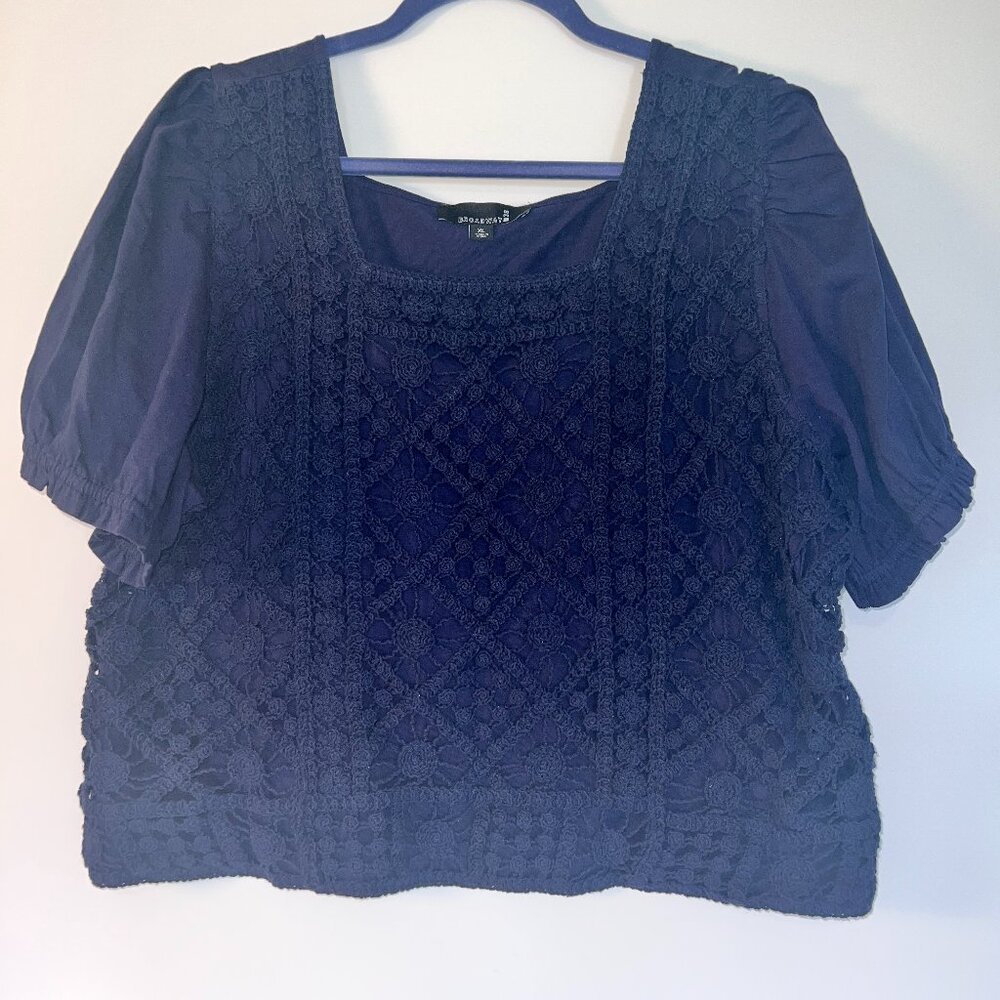 Navy Crocheted Top
